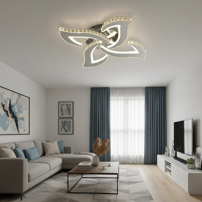 Lustra LED Alejandro cu Telecomanda, 73W, 4 Flori, Lumina Dimabila Rece/Calda/Neutra, Crom