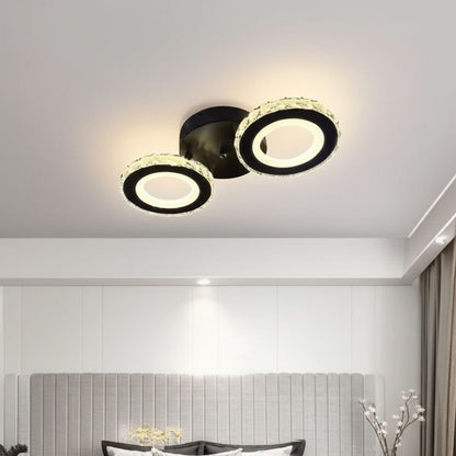 Lustra LED NOVA Rotonda cu Cristale, Telecomanda, 2 Surse de Lumina, 29W, Negru & Inox