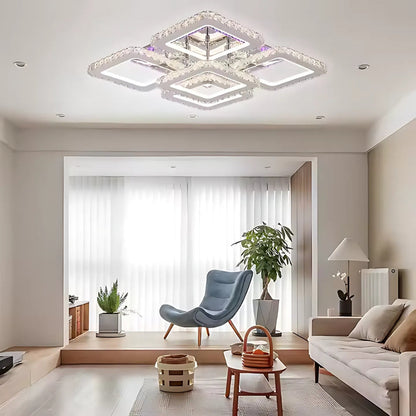 Lustra LED Quadria Supremo, 5X Elemente, RGB 148W, Crom Premium & Inox, lumina Calda/Rece/Neutra