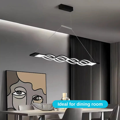 Lustra LED Suspendata cu Telecomanda WAVE, 100W, Inaltime Reglabila, Lumina Rece/Calda/Neutra, Dimabila, Negru