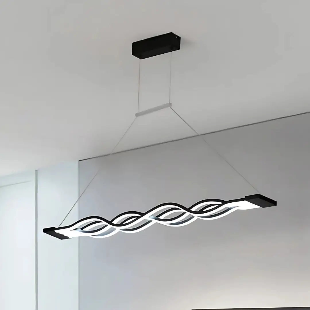 Lustra LED Suspendata cu Telecomanda WAVE, 100W, Inaltime Reglabila, Lumina Rece/Calda/Neutra, Dimabila, Negru