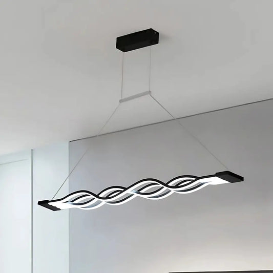 Lustra LED Suspendata cu Telecomanda WAVE, 100W, Inaltime Reglabila, Lumina Rece/Calda/Neutra, Dimabila, Negru