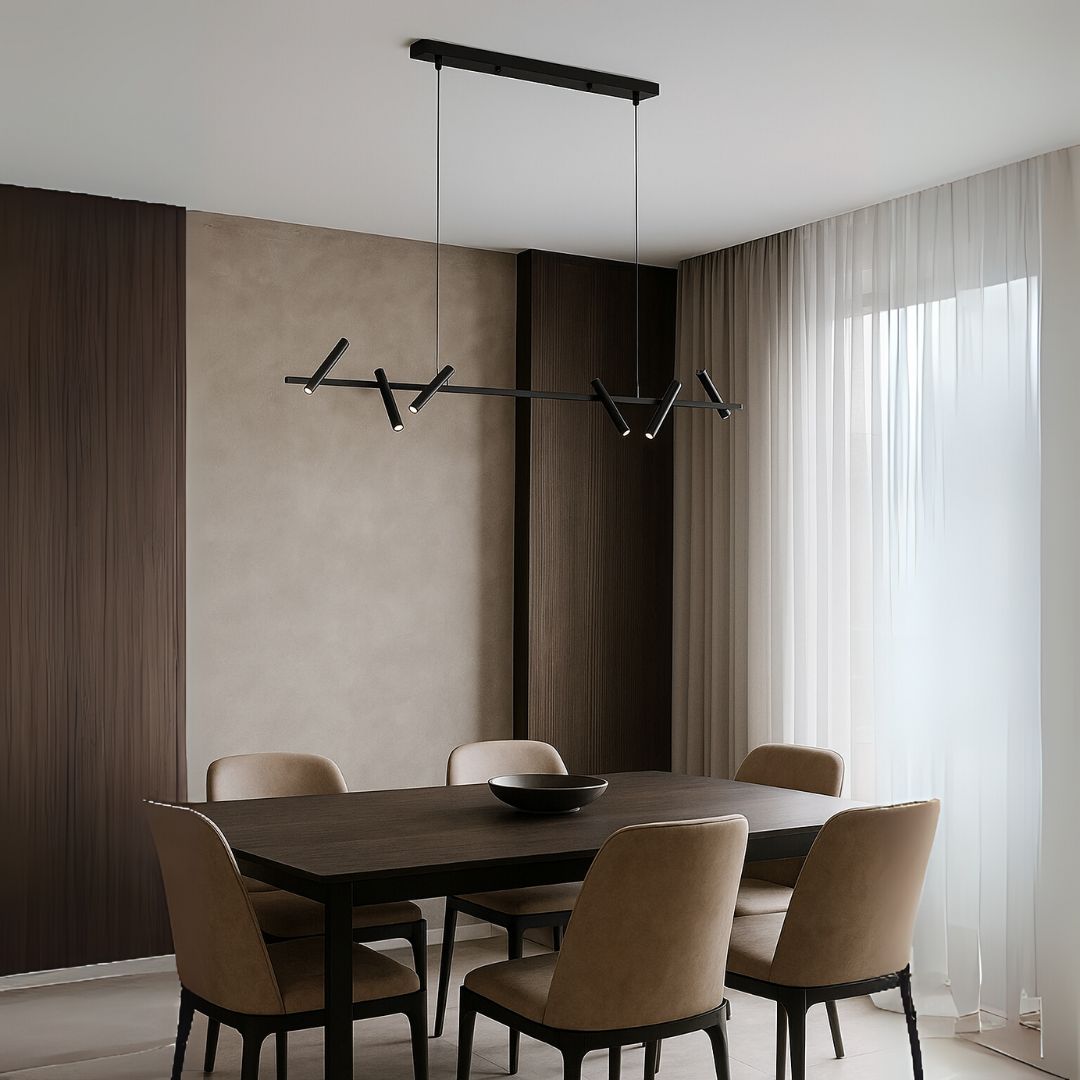 Lustra LED cu telecomanda Harman, 23W, 6 Surse, Lumina Neutra, Negru – lustră LED, culoare neagră, cu telecomandă – Rega