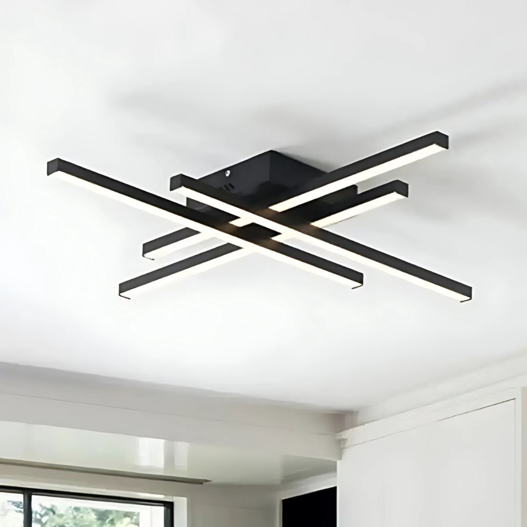 Lustra LED cu Telecomanda LINEX, 43W, 4 Elemente, Liniara, lumina Rece/Calda/Neutra, Dimabila, Negru – lustră LED, culoa