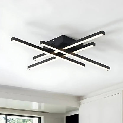 Lustra LED cu Telecomanda LINEX, 43W, 4 Elemente, Liniara, lumina Rece/Calda/Neutra, Dimabila, Negru – lustră LED, culoa