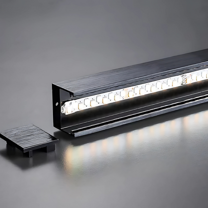 Lustra LED cu Telecomanda Aroldo, 63W, 6 Elemente, Liniara, lumina Rece/Calda/Neutra, Dimabila, Negru