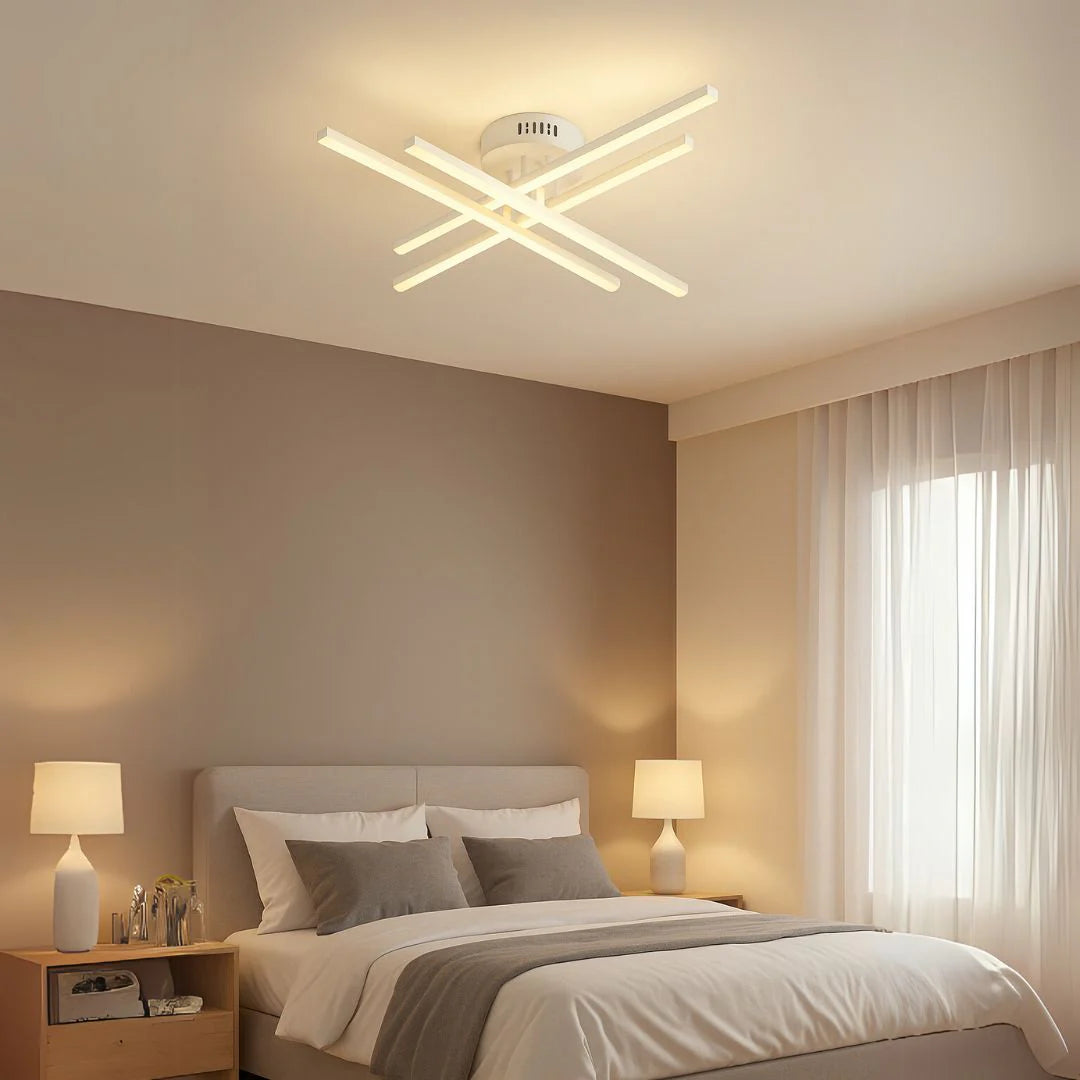 Lustra LED cu Telecomanda GIO, 43W, 4 Elemente, Lumina Rece/Clada/Neutra, Dimabila, Alb