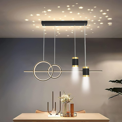 Lustra LED suspendata cu telecomanda PAULINA, 74W, lumina Rece/Calda/Neutra, Dimabila, Negru, Inaltime Reglabila