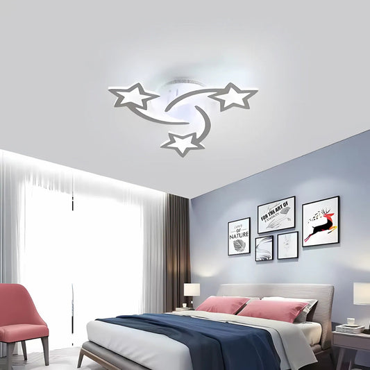 Lustra LED cu telecomanda IPOMOEA, 56W, 3 Stele, lumina Rece/Calda/Neutra, Dimabila, Alb