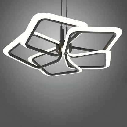 Lustra LED suspendata cu Telecomanda RIMINI 85W, 5 Patrate, lumina Rece/Calda/Neutra, Dimabila, Negru