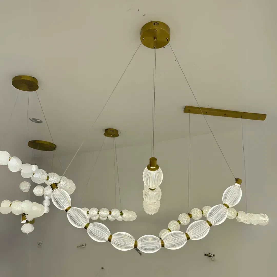 Lustra LED suspendata cu telecomanda FAUSTO, 78W, lumina Rece/Calda/Neutra, Dimabila,Inaltime Reglabila, Auriu