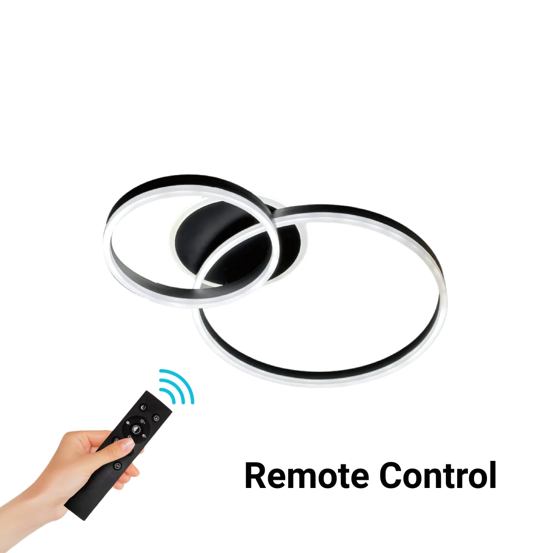 Lustra LED cu telecomanda ELISABETH, 72W, 2 Cercuri, lumina Rece/Calda/Neutra, Dimabila, Negru