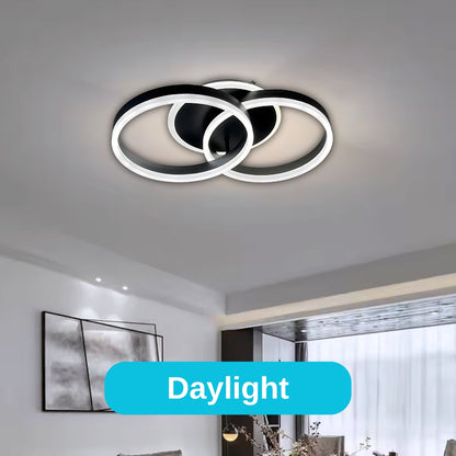 Lustra LED cu telecomanda RIGA ELISABETH, 55W, 2 Cercuri, lumina Rece/Calda/Neutra, Dimabila, Negru