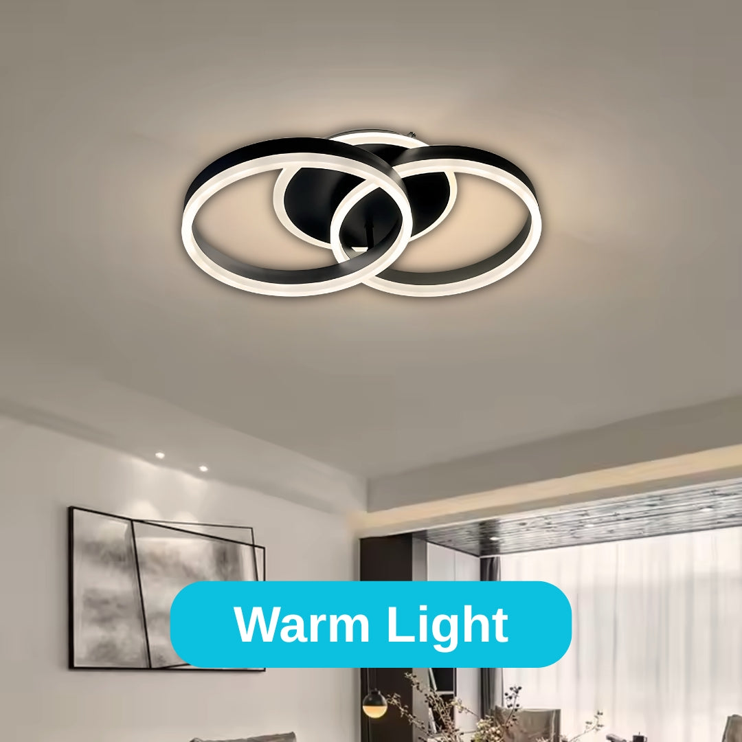 Lustra LED cu telecomanda RIGA ELISABETH, 55W, 2 Cercuri, lumina Rece/Calda/Neutra, Dimabila, Negru