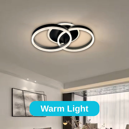 Lustra LED cu telecomanda RIGA ELISABETH, 55W, 2 Cercuri, lumina Rece/Calda/Neutra, Dimabila, Negru