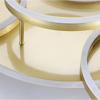 Lustra LED cu Telecomnda DARIO, 5 cercuri, 138W, Lumina Calda/Rece/Neutra, Dimabila, Auriu