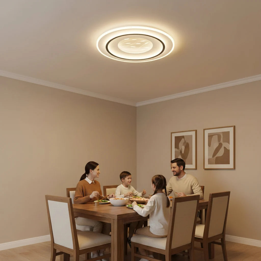 Lustra LED cu telecomanda LINEA 125W, Ø50cm, Rotunda, lumina Rece/Calda/Neutra, Dimabila, Negru