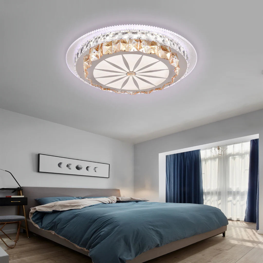 Lustra LED cu telecomanda DAVIDE RGB 70W, lumina Albastra/Rece/Calda, Dimabila, Alb