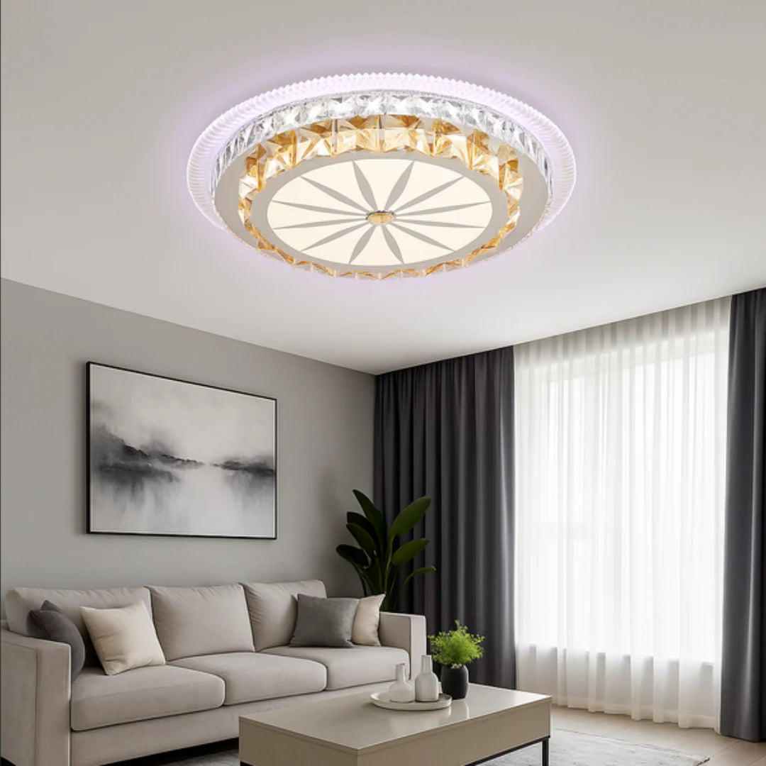 Lustra LED cu telecomanda DAVIDE RGB 70W, lumina Albastra/Rece/Calda, Dimabila, Alb