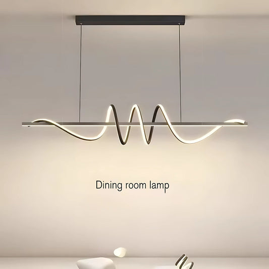 Lustra LED Suspendata cu Telecomanda RIBBON, 66W, Inaltime Reglabila, Lumina Rece/Calda/Neutra, Dimabila, Negru