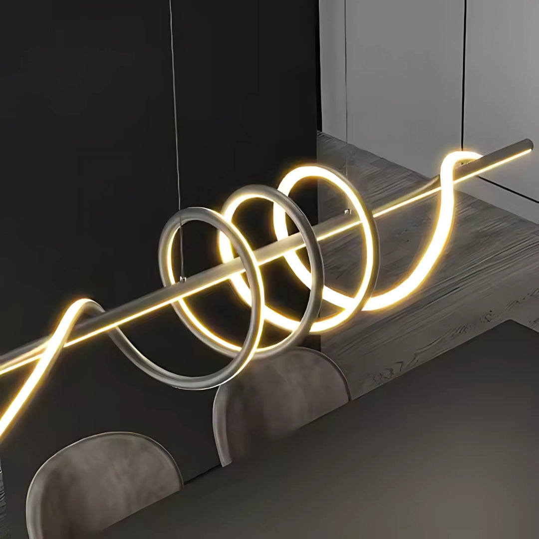 Lustra LED Suspendata cu Telecomanda RIBBON, 66W, Inaltime Reglabila, Lumina Rece/Calda/Neutra, Dimabila, Negru