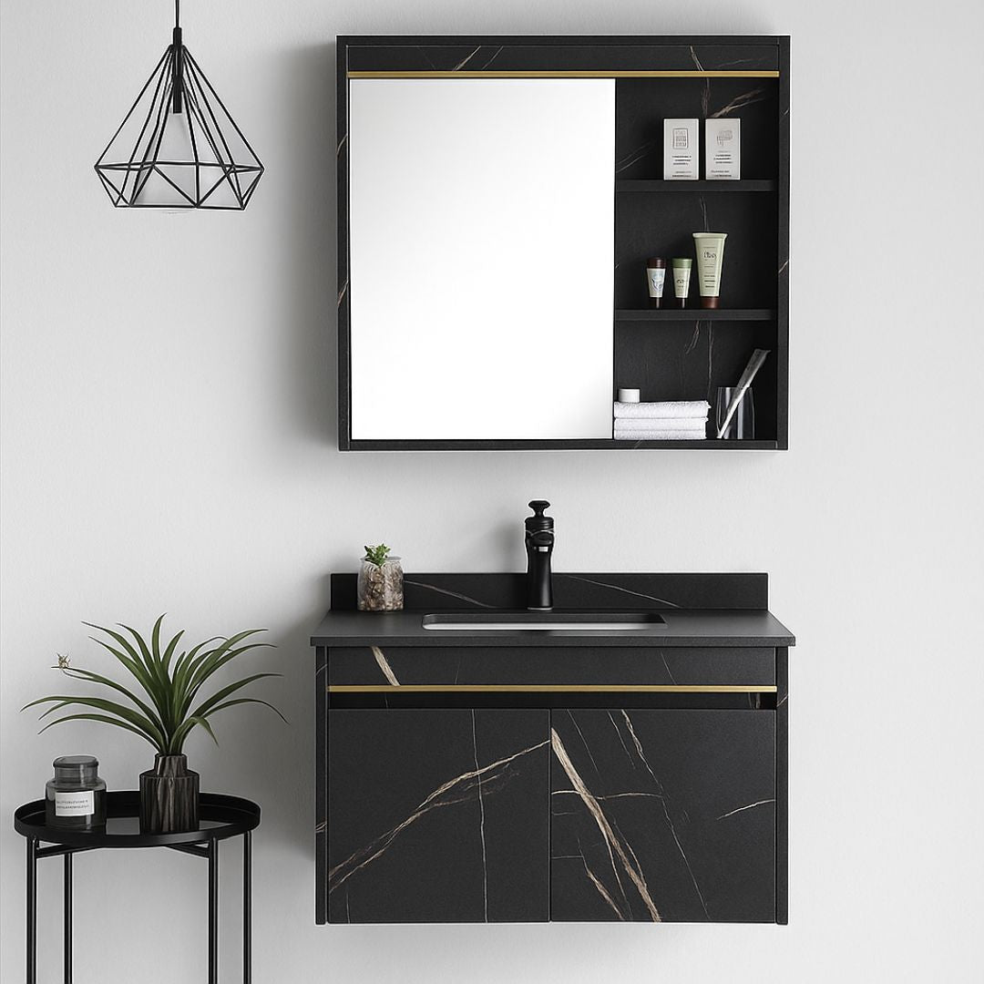 Set Mobilier pentru Baie 80x50cm 3 Piese Negru