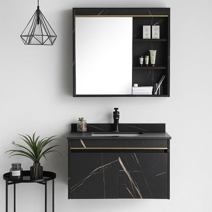 Set Mobilier pentru Baie 80x50cm 3 Piese Negru