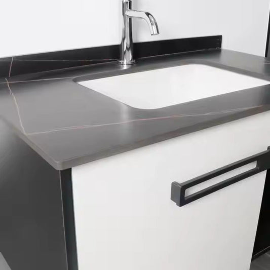 Set Mobilier pentru Baie CRETA, 80x40cm, 2 Piese, Negru si Alb