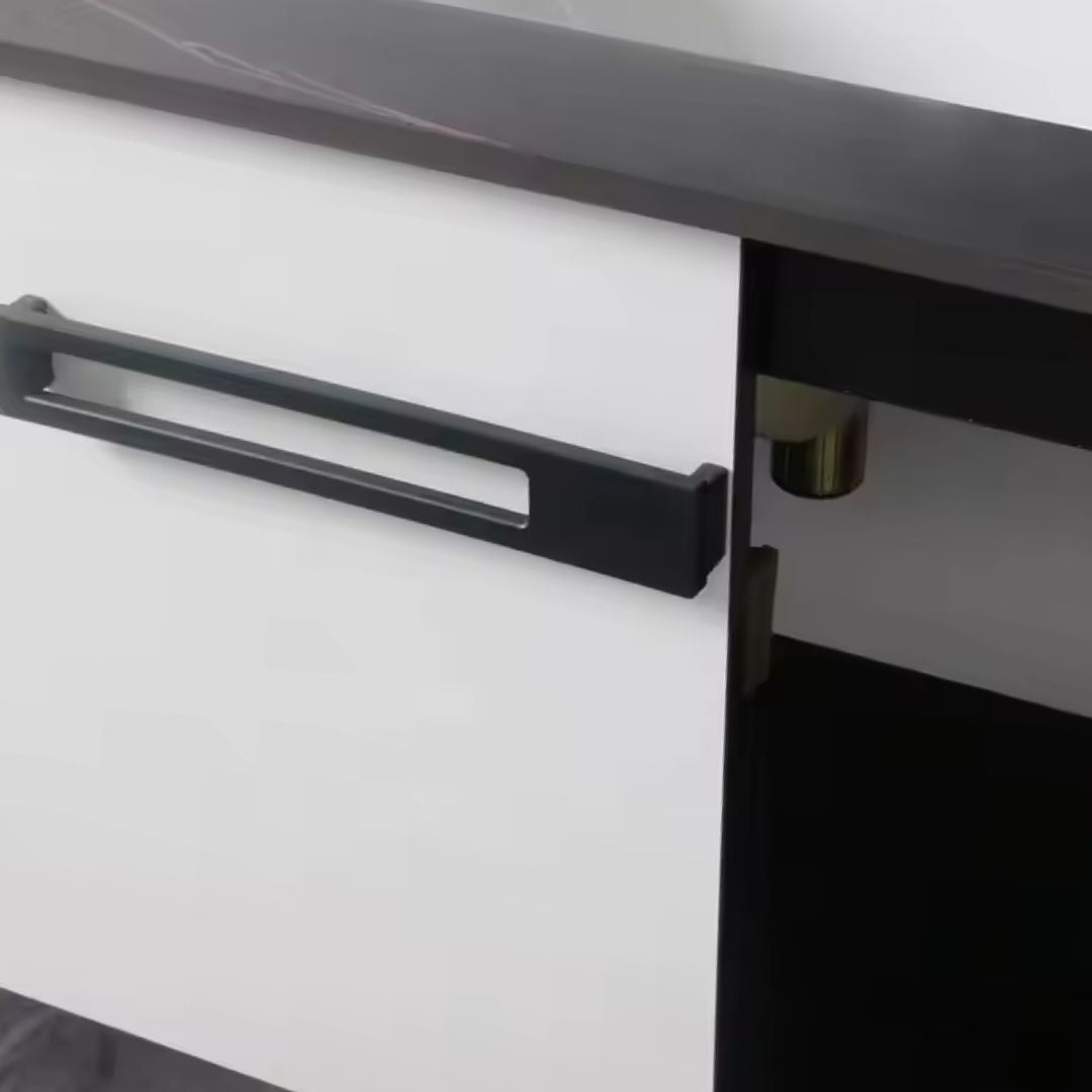 Set Mobilier pentru Baie CRETA, 80x40cm, 2 Piese, Negru si Alb