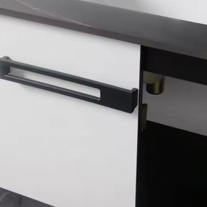 Set Mobilier pentru Baie CRETA, 80x40cm, 2 Piese, Negru si Alb