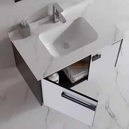 Set Mobilier pentru Baie CRETA, 60x50cm, 2 Piese, Negru si Alb