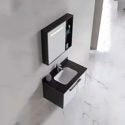 Set Mobilier pentru Baie CRETA, 60x50cm, 2 Piese, Negru si Alb