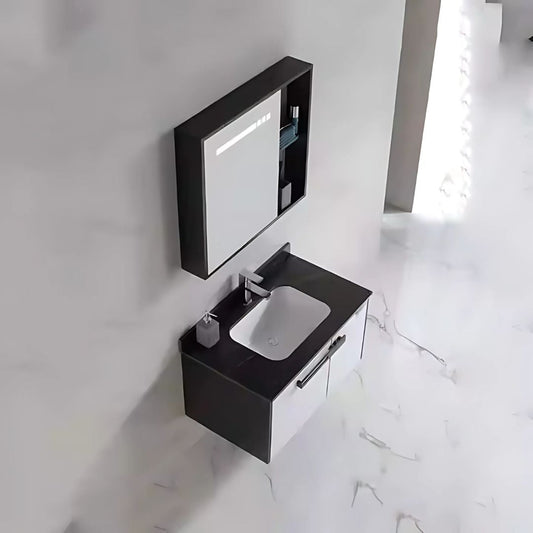 Set Mobilier pentru Baie CRETA, 60x50cm, 2 Piese, Negru si Alb