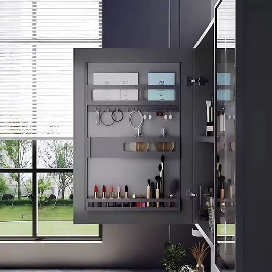 Set Mobilier pentru Baie ZAKYNTHOS, 80cm, 2 Piese, Gri si Crem