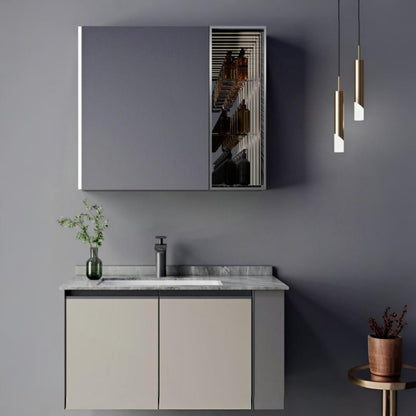 Set Mobilier pentru Baie ZAKYNTHOS, 80cm, 2 Piese, Gri si Crem