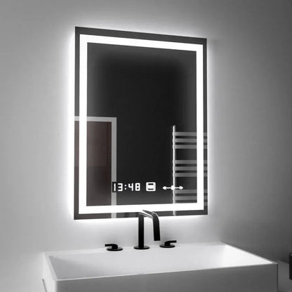 Oglinda LED Rectangulara, 45x60cm, Verite MotionGlow Marcello, Sistem Dezaburire, Ceas & Termometru, Dimabila