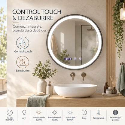 Oglindă LED Novara – touch și dezaburire