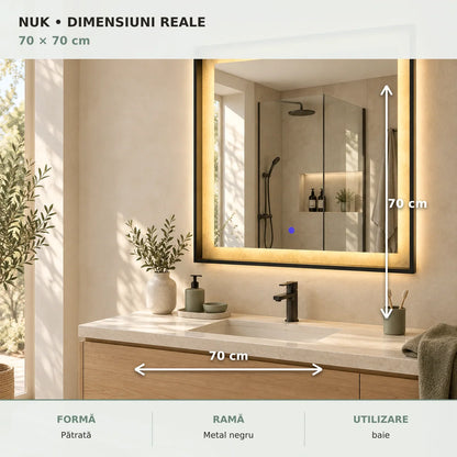Oglinda LED NUK 70x70 cm - dimensiuni