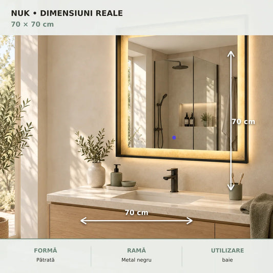 Oglinda LED NUK 70x70 cm - dimensiuni
