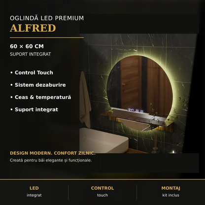 Oglindă LED Alfred 60x60 cm – imagine premium