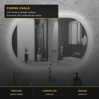 Oglindă LED Altera 80x50 cm – detaliu premium