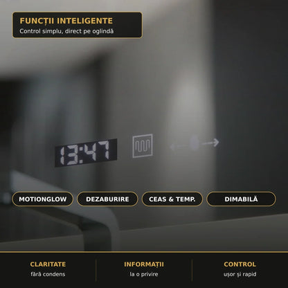 Oglindă LED Altera 80x50 cm – funcții inteligente