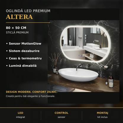 Oglindă LED Altera 80x50 cm – imagine premium
