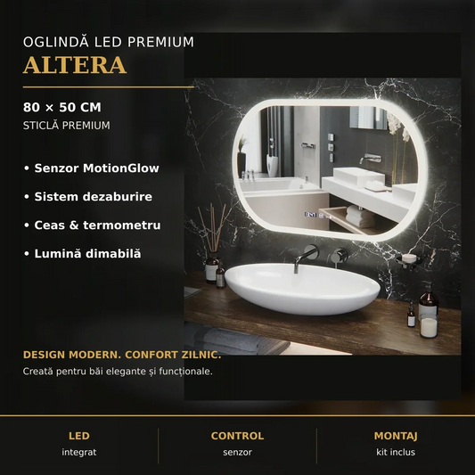 Oglindă LED Altera 80x50 cm – imagine premium
