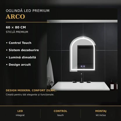 Oglindă LED Arco 60x80 cm – imagine premium