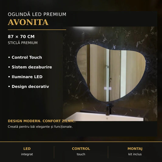 Oglindă LED Avonita 87x70 cm – imagine premium