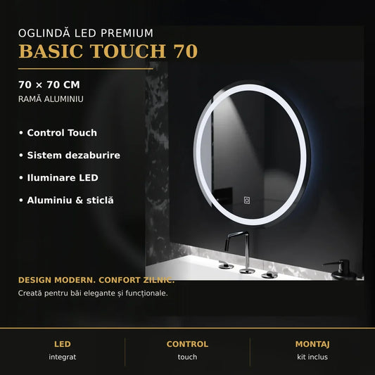 Oglindă LED Basic Touch Ø70 cm – imagine premium
