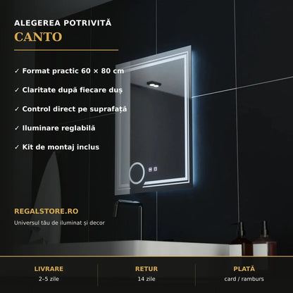 Oglindă LED CANTO 60x80 cm – beneficii principale