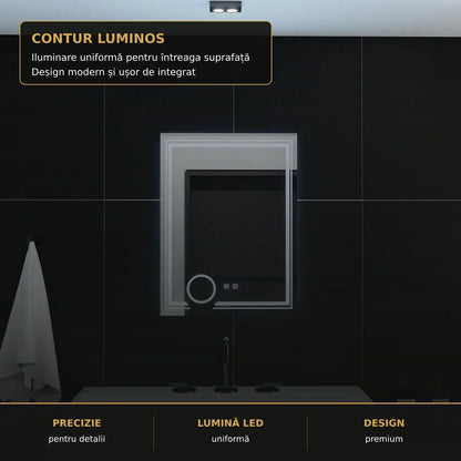 Oglindă LED CANTO 60x80 cm – detaliu premium