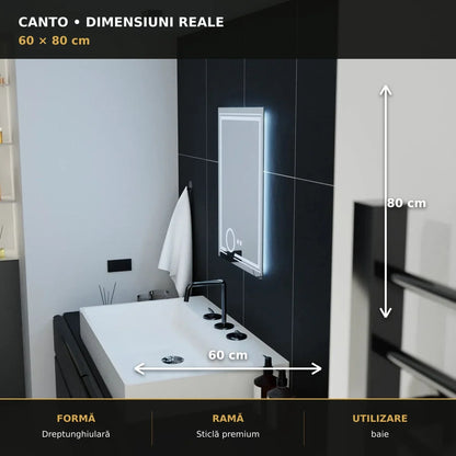 Oglindă LED CANTO 60x80 cm – dimensiuni și format